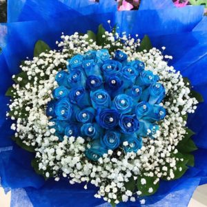 33 stems Classic Blue Roses Bouquet - 33朵三生三世藍玫瑰花束
