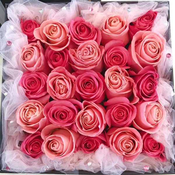 Hot Pink & Light Pink Roses Floral Box 深淺粉紅玫瑰花盒